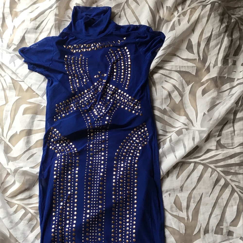 NWOT Blue Turtleneck Bodycon Dress